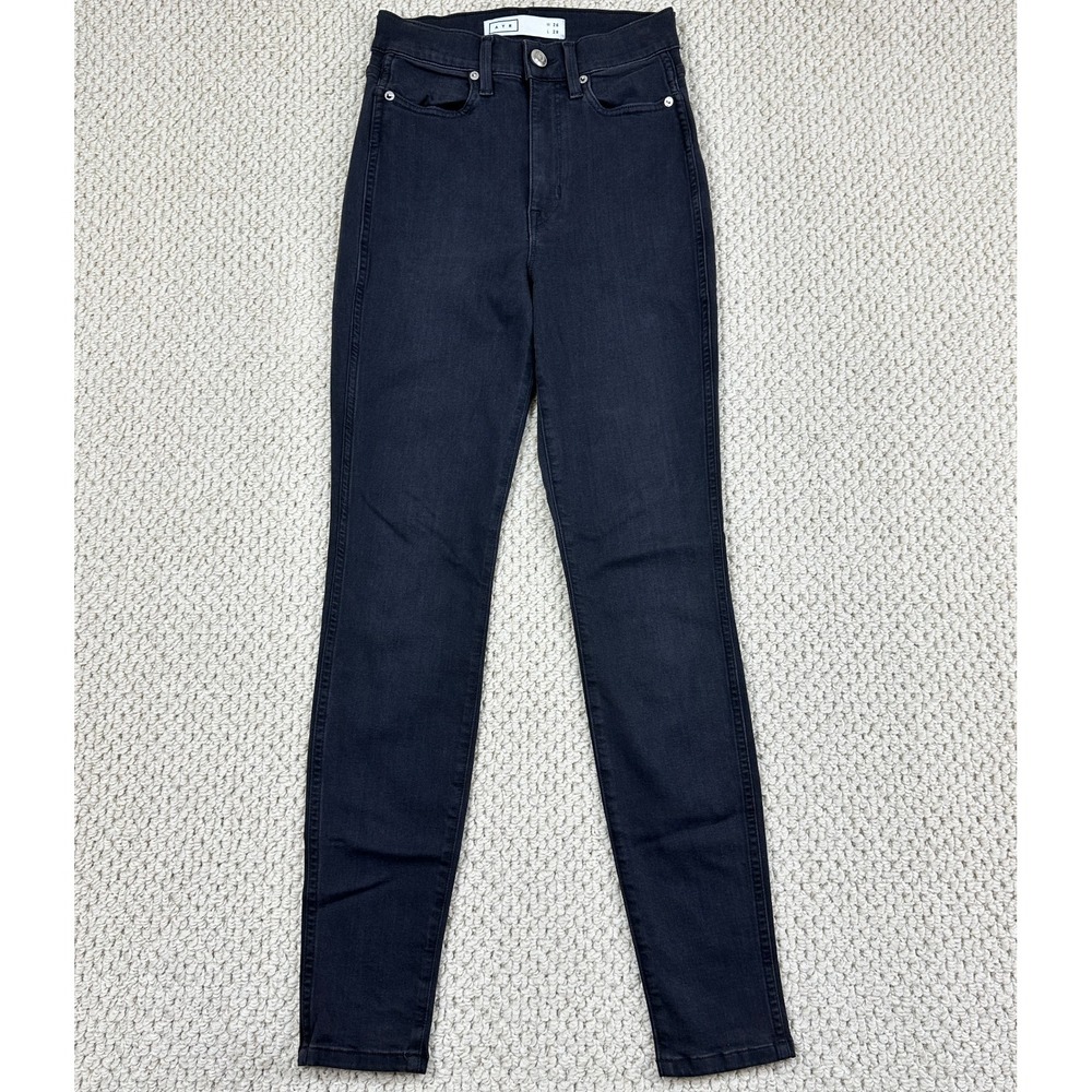 AYR Jeans Womens 26x28 Black Washed The Riser Skinny Leg Stretch Denim High Rise